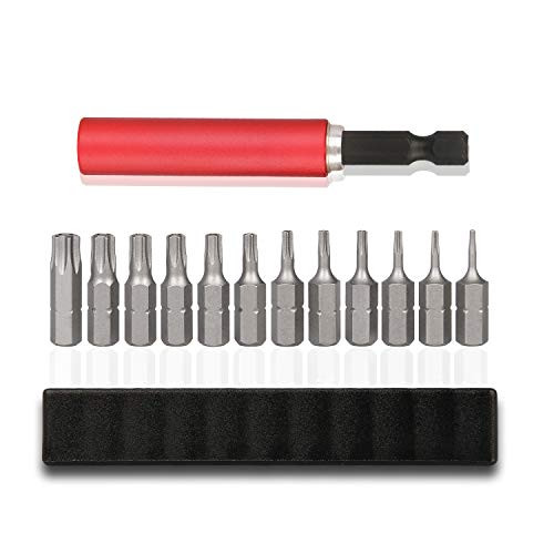 Tonsiki 1 4 Inch Hex Shank Drill Bit Extension Bar Telescopic Extend Socket Bit Holder with Torx Security Screwdriver Bit