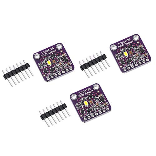 Teyleten Robot TCS-34725 TCS34725 RGB Light Color Sensor Colour Recognition Module RGB Color Sensor with IR Filter and White LED for Arduino?3pcs?