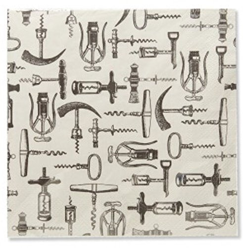 Harman Vintage Corkscrew Cocktail Beverage Paper Napkins  20-ct