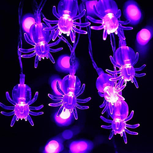 ARTSOTRE Purple Spider Halloween String Lights 20 LED 6.56ft Fairy String Lights Battery Operated Halloween Party  House  Garden  YardDecoration Lights