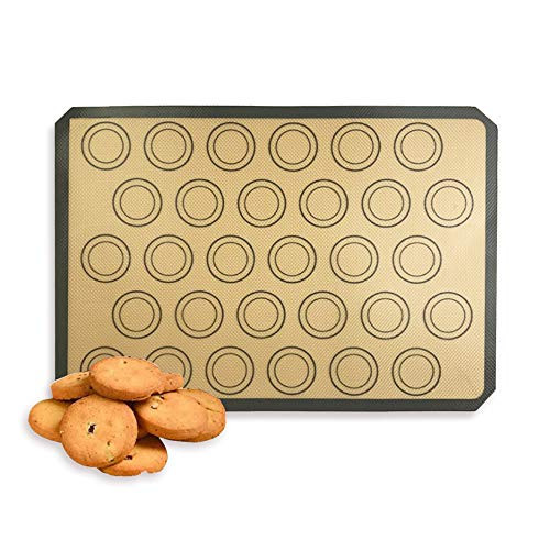 Silicone Baking Mats Macaron Silicone Baking Mats Two Half Non-Stick Reusable Sheet Mats for Making Cookies  Macaron  Bread 16.5x11.4 Inch