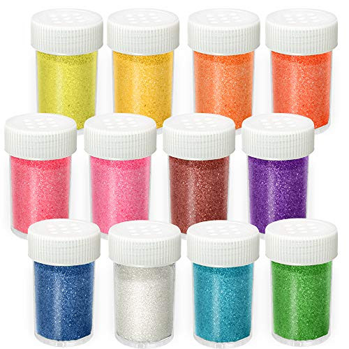 Aslanka Glitter Powder Sequins for Slime  Arts Crafts Extra Solvent Resistant Glitter Powder Shakers  Bulk Acrylic Polyester Craft Supplies Glitter Loose Eyeshadow 12 Jars 10g Each Glitter Set