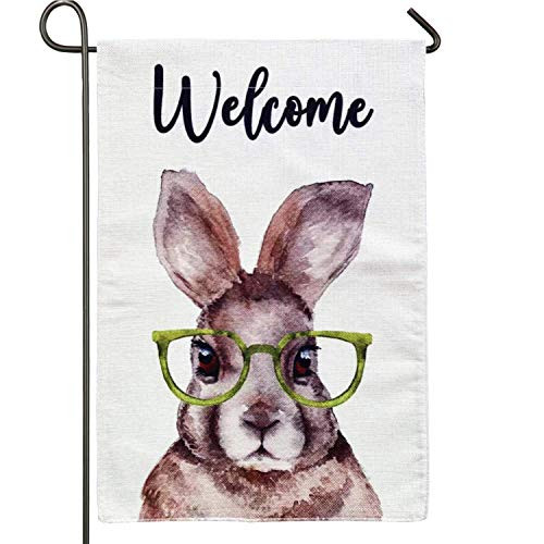 Gz party Spring Holidays Easter Garden Flag Double Sided Easter Bunny Vertical Burlap House Flags 12.5 x 18 Inch  Rustic Farmhouse Easter Burlap Yard Garden Outdoor Decor  Bunny