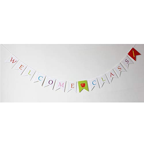 MAGQOO Welcome Class Banner Bunting for Teachers Back to School Hanging Signs First Day of School Classroon Decor Back to School Party Banner Decorations