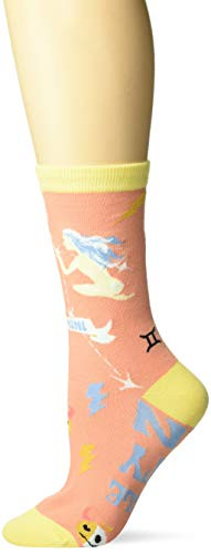 K. Bell Women's Horiscope Sign Novelty Crew Socks  Orange  Gemini   Shoe Size  4-10