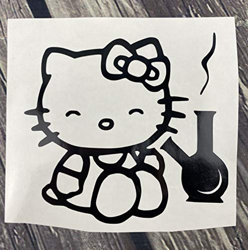 Hello Kitty Bong Black Vinyl Decal New Gift