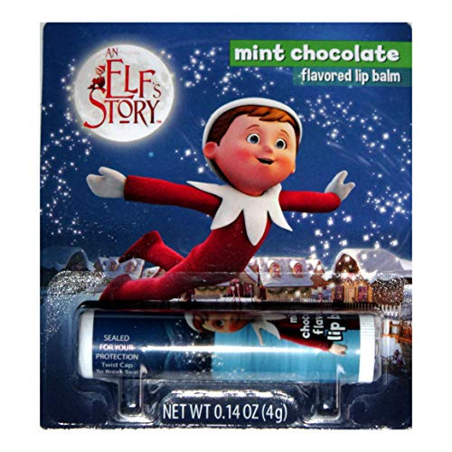 Boston America  1  Stick an Elf's Story Lip Balm - Mint Chocolate Holiday Flavored - Carded - Net Wt. 0.14 oz