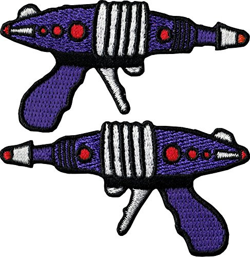 Ray Gun Embroidered Iron On Applique Patches FD - Purple Set