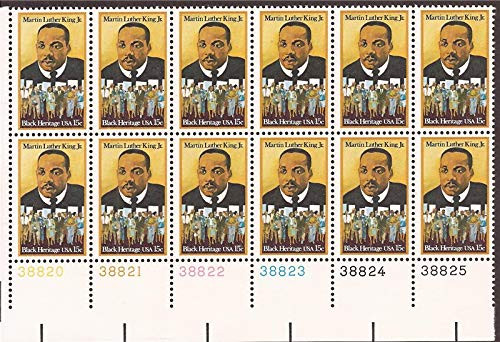 MARTIN LUTHER KING JR ~ BLACK HERITAGE 1771 Plate Block of 12 x 15 cents US Postage Stamps
