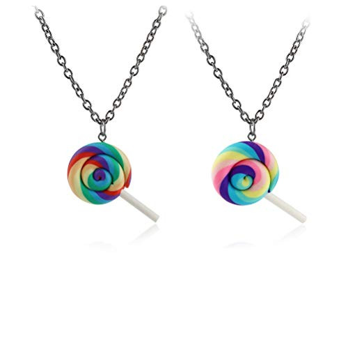 2pcs Cute Colorful Rainbow Lollipop Necklace Adjustable Long Sweater Chain Lovely Swirl Lollipop Candy Pendant Sugar Sweets Jewelry Set for Women Girl Men 2pcs Cute Colorful Rainbow Lollipop Necklace Adjustable Long Sweater Chain Lovely Swirl Lollipop Candy Pendant Sugar Sweets Jewelry Set for Women Girl Men