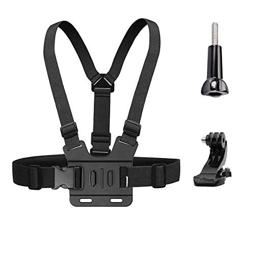 Chest Mount Harness Strap for Gopro Hero 6 5 4 3 3+ Session Black+Aluminum Thumbscrew +J-Hook- Fully Adjustable Strap Size - Perfect for Most Sports
