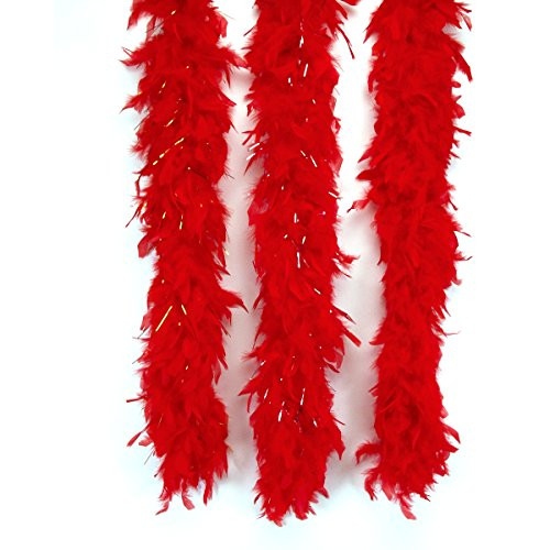 Loftus International Star Power Gold Tinsel Long Fluffy Feather Boa  Red Gold  One Size 72