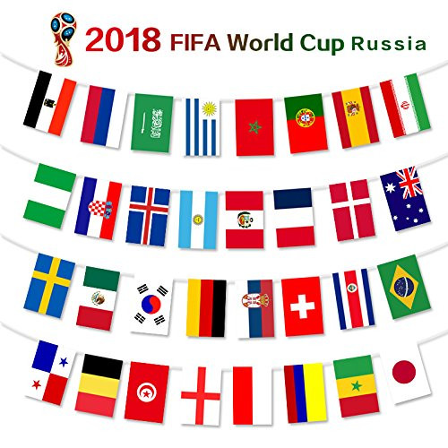 jijAcraft 2018 World Cup Flags,FIFA World Cup Flags,Russia World Cup Soccer Fabric Bunting Flags,World Cup Top 32 Countries Banner Flags Decor for Bars,Sport Clubs,Party (36feet 7.9'' x 11.8'')