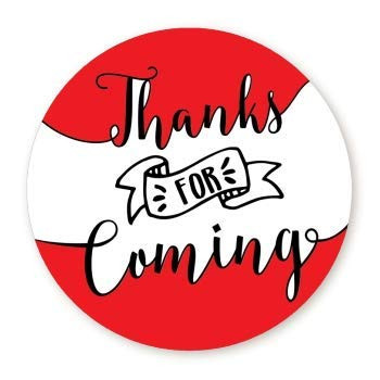 Thank You Stickers  Thanks for Coming Stickers  1.67"- 48 Round Thank You Labels  Wedding Thank You Stickers  Baby Shower Thank You for Coming Stickers  Thanks for Celebrating with us  Red