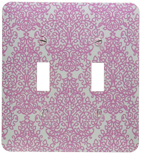 3dRose LLC lsp_151429_2 Pink and White Damask Girly Vintage Swirls Swirling Delicate Elegant Pattern Victorian Girls Double Toggle Switch