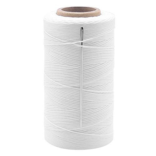 Vivifying 1mm Waxed Thread  328 Yard White 150D Waxed Leather Thread with Needles for Bookbinding  DIY Crafts and Sewing Leather Projects