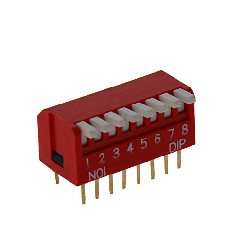 Fielect 10pcs Red DIP Switch Side Toggle 1-8 Positions 2.54mm Pitch for Circuit Breadboards PCB