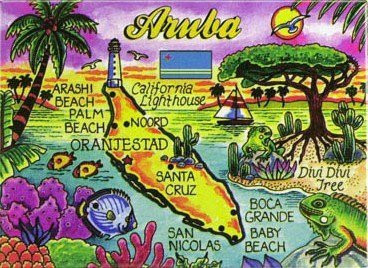 World By Shotglass Aruba Map Caribbean Fridge Collector's Souvenir Magnet 2.5" X 3.5"