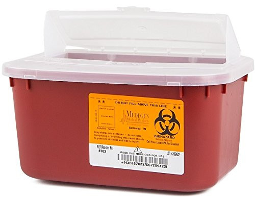 KI8703 - Stackable Sharps Container with Flat Lid  Gallon-Size  Red