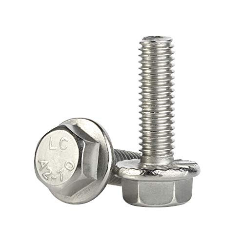 M6 x 8mm Flanged Hex Head Bolts Flange Hexagon Screws  Stainless Steel A2  DIN 6921  25 PCS