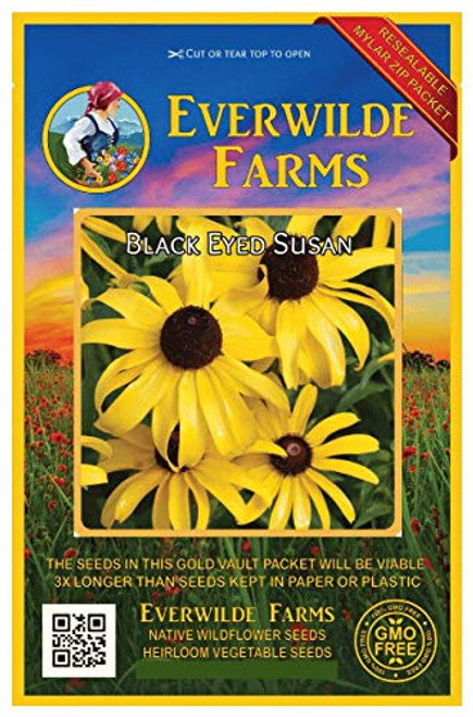 Everwilde Farms - 2000 Black-Eyed Susan Native Wildflower Seeds - Gold Vault Jumbo Seed Packet