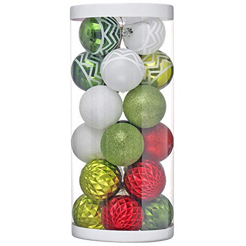 XmasExp 60mm/2.36" Christmas Ball Ornaments Pendants Shatterproof Xmas Tree Ball Set for Christmas Ornaments - 24ct (Red & Green, 24Pack)