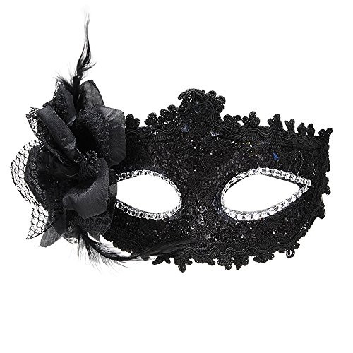 Masquerade Party mask Venetian of Realistic Silicone Masquerade Half face Mask Halloween Costume  Black