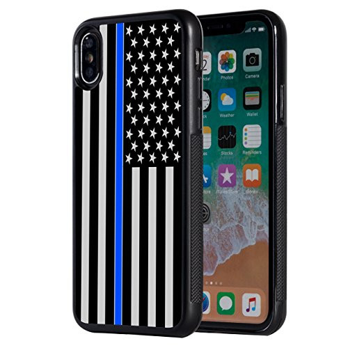 iPhone Xs Max Case,AIRWEE Slim Anti-Scratch Shockproof Silicone TPU Back Protective Cover Case for Apple iPhone Xs Max 2018,Thin Blue Line US Flag Law Enforcement