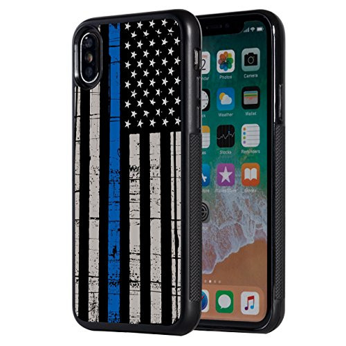 iPhone Xs Max Case,AIRWEE Slim Anti-Scratch Shockproof Silicone TPU Back Protective Cover Case for Apple iPhone Xs Max 2018,Weathered Thin Blue Line Flag
