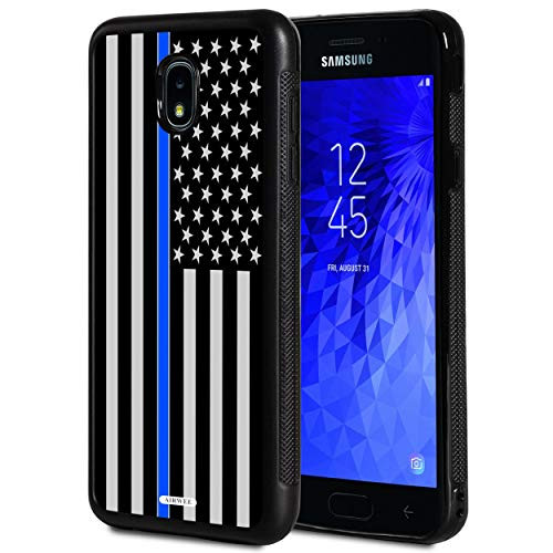 Galaxy J7 2018 Case,AIRWEE Slim Anti-Scratch Shockproof Silicone TPU Back Protective Cover Case for Samsun Galaxy J7 (2018),Thin Blue Line US Flag Law Enforcement