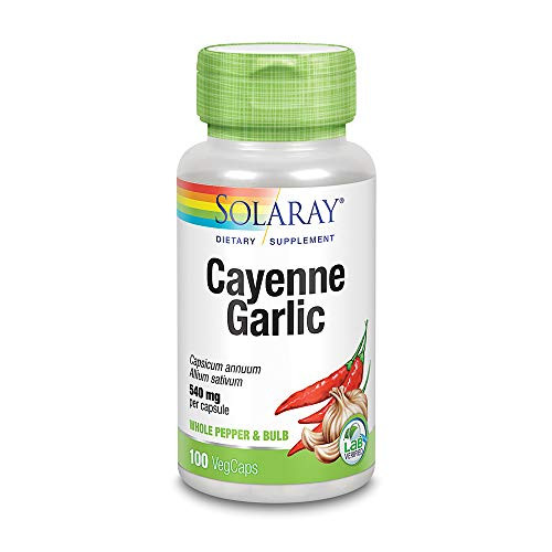Solaray Cayenne  and  Garlic 540 mg  40 000 Heat Unit  Healthy Digestion  Metabolism  Cardiovascular  and  Immune Function Support  Non-GMO  100 VegCaps