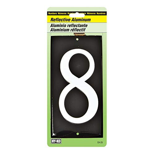 Hy-Ko CA-25 8 Reflective Colonial House Number  8  3-1 2 and quot  White