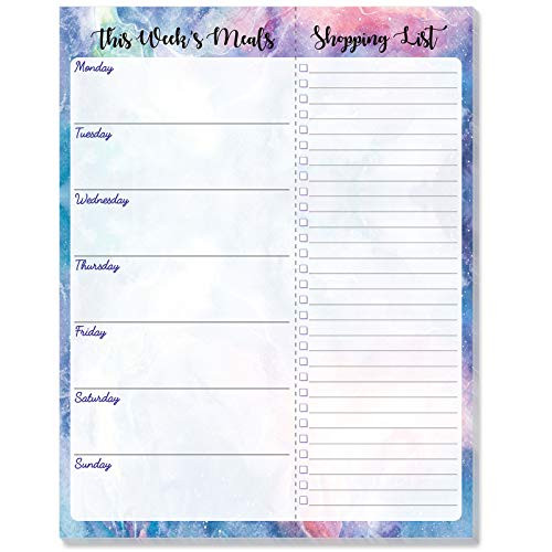 Weekly Meal Planner - Undated Magnetic Notepads with Grocery List  7" x 9" 52 Weeks  Meal Planning Pad for Refrigerator Door with Tear-Off Shopping List  Hanging Food Menu Organizer Notepad