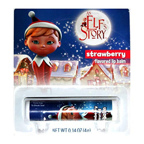 Boston America  1  Stick an Elf's Story Lip Balm - Strawberry Holiday Flavored - Carded - Net Wt. 0.14 oz
