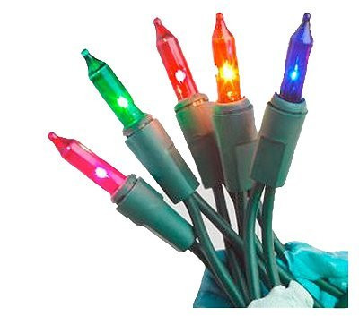 Multi Color Christmas Lights  Green Wire  100 Count