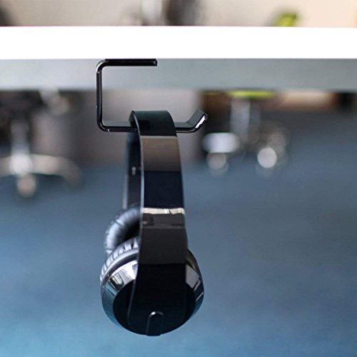 Headphone Stand Hanger, Acrylic Under Desk Headset Holder Mount Hook Hanger for Gaming Headphone Earphone, Black