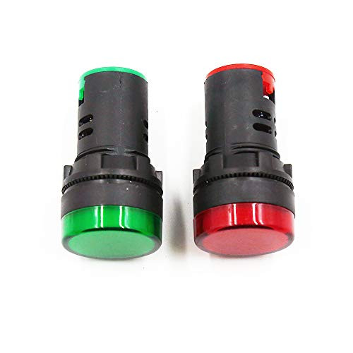 HONJIE AC/DC 110V LED Indicator Lights Flush Panel Mount Red&Green LED 7/8" 22mm-2Pcs
