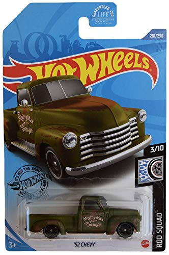 DieCast Hotwheels '52 Chevy  Green   Rod Squad 3 10  Ship in Protector case