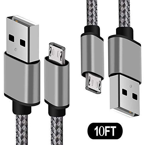 USB to Micro USB Cable, 2 Pack 10FT Long Android Charger Cable,USB Charging Cable for Samsung Charger Cord/Samsung Power Cord for Tablet Galaxy S7 S6 Edge LG,USB Micro USB Charger Wire for Kindle PS4