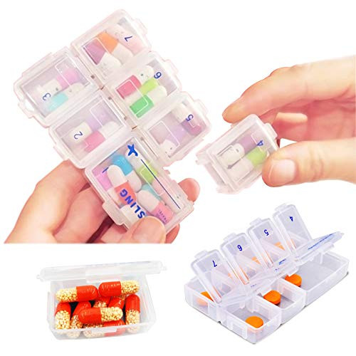 Travel 7-Day Pill Medicine Vitamin Organizer Portable Weekly Pill Case Detachable AM PM Daily Pill Box Large Compartments Clear Lids White Travel 7-Day Pill Medicine Vitamin Organizer Portable Weekly Pill Case Detachable AM PM Daily Pill Box Large Compartments Clear Lids White
