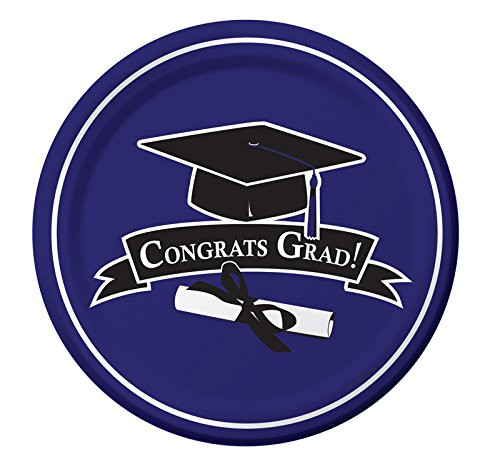 Creative Converting 18 Count Congrats Grad School Color Dinner Paper Plates  Purple