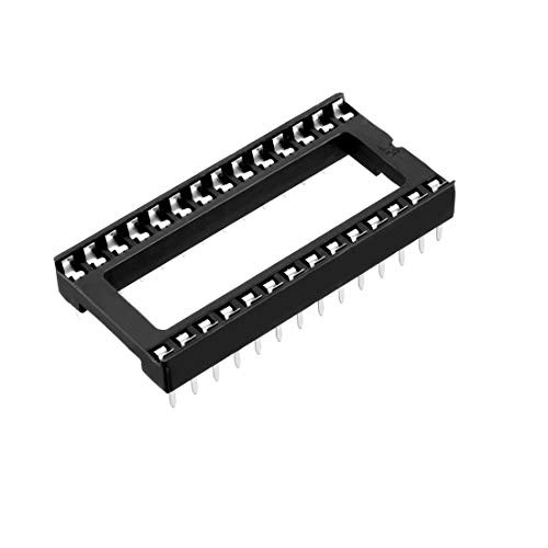 uxcell 10pcs DIP IC Chip Socket Adaptor 2.54mm Pitch 15.24mm Row Pitch 2 Row 28 Flat Pins Soldering