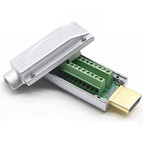 Oiyagai HDMI Adapter Signals Terminal Breakout Metal Cover Terminal Breakout Board Connector Solderless Free Welding Adaptor (Silver)