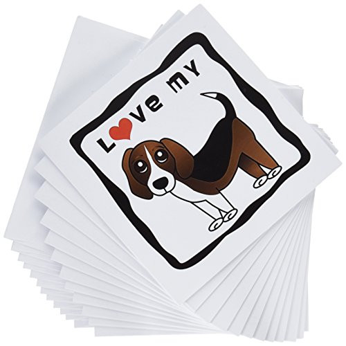 3dRose I Love My Beagle - Red Heart - Greeting Cards  6 x 6 inches  set of 12  gc_35546_2