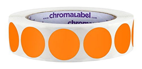 ChromaLabel 1 Inch Round Permanent Color-Code Dot Stickers  1000 per Roll  Orange