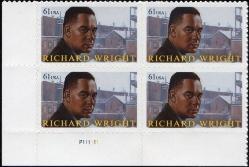 Richard Wright ~ Author ~ Black Heritage 4386 Plate Block of 4 x 61¢ US Postage Stamps Richard Wright ~ Author ~ Black Heritage 4386 Plate Block of 4 x 61¢ US Postage Stamps