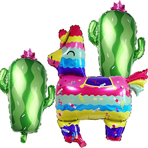 Fiesta Party Balloons Set  Llama Shaped Jumbo Foil Balloon 2Pcs Cactus Foil Balloons for Mexican Fiesta Theme Party Decorations Birthday Baby Shower Party Decor Supplies