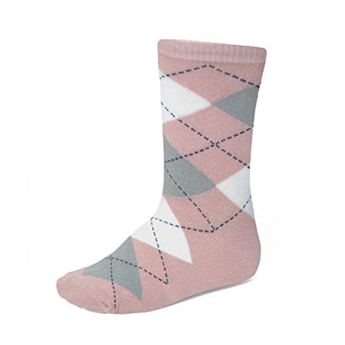 TieMart Boys' Blush Pink and Gray Argyle Socks  Medium