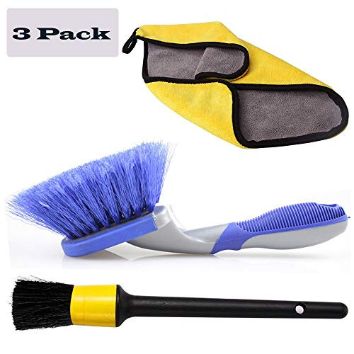 Smaiemeinu Wheel  and  Tire Brush  Soft Bristle Car Wash Brush  Scrub Brush for Wheel Cleaning  Cleans Dirty Tires  and  Releases Dirt and Road Grime Free Detailing Brush Plastic Handle