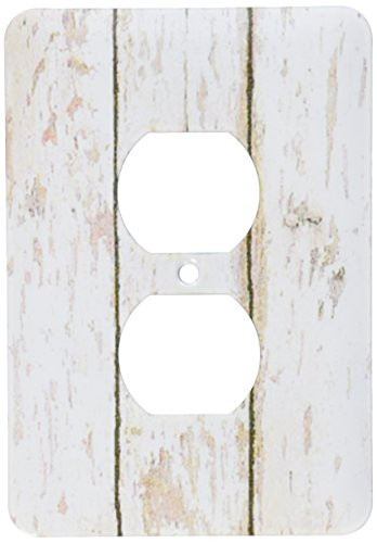 3dRose LLC lsp_109926_6 Country White Wooden Rustic Planks 2 Plug Outlet Cover